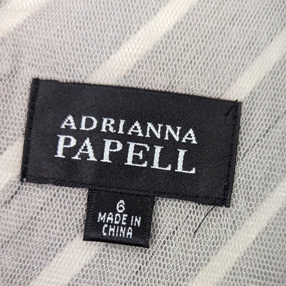 Adrianna Papell Tiered Cocktail Party Dress Silver Womens 6 Gray Cap Sleeve - Picture 11 of 13